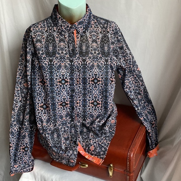 Joe Fresh Orange and Blue Button Down Shirt - Picture 4 of 8